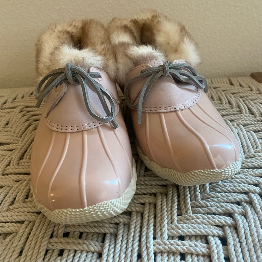 Sperry faux fur lined shoe water snow saltwater 1eye cozy blush boots waterproof - Picture 7 of 9